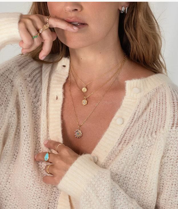Solid Gold Sun Necklace